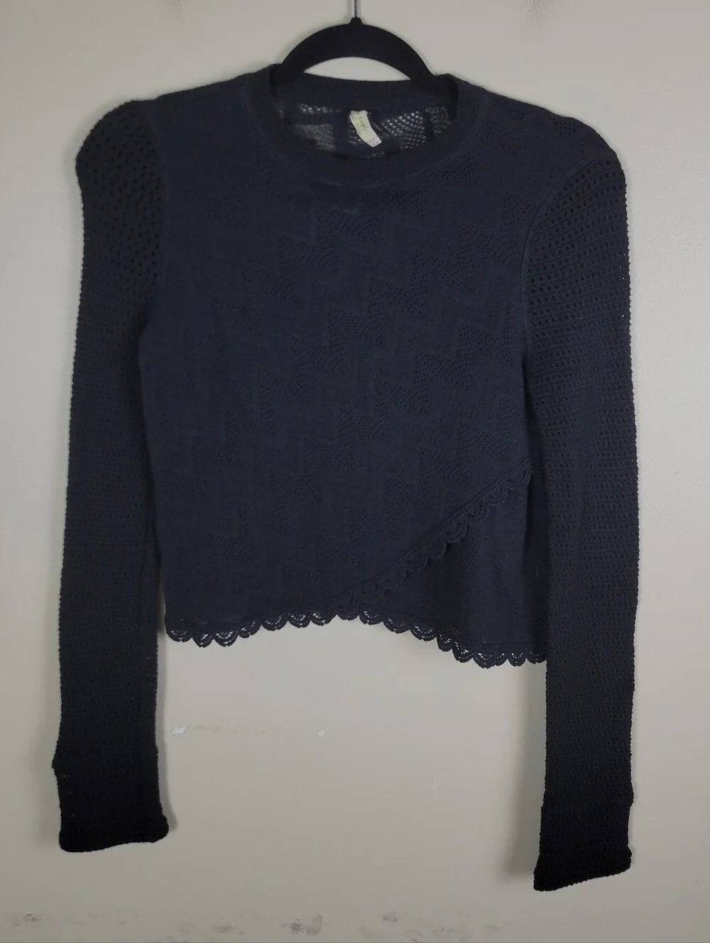 🔴 Free People Black Knit Long Sleeve Top